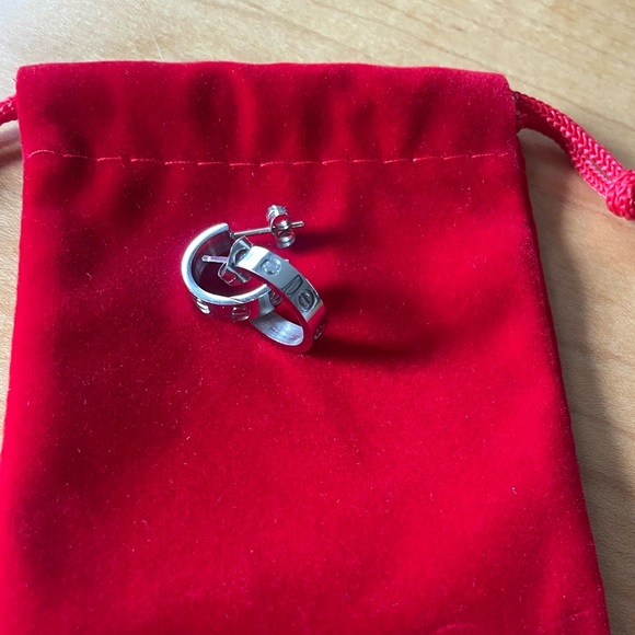 Silver Love Hoop Earrings - Picture 5 of 9